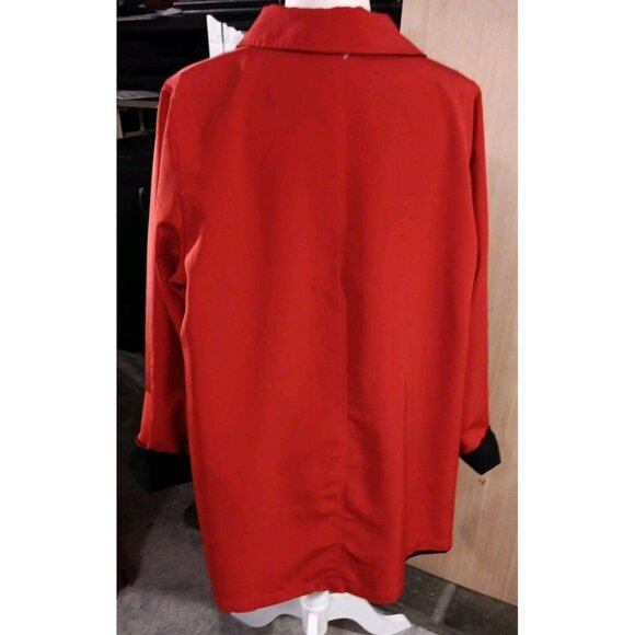 Centigrade Outerwear 1X Ladies Reversible Raincoat Black/Red Snap Front Mid Leng - Picture 7 of 8